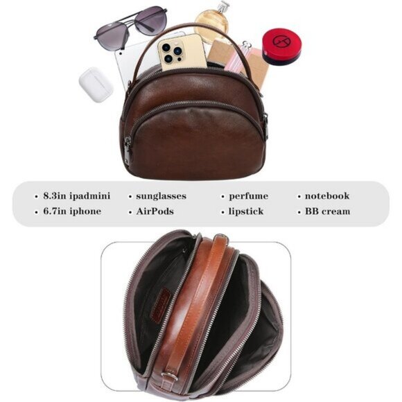 🆕Women Coffee Genuine Leather Crossbody Small Vintage Shoulder Purse Bag - Picture 10 of 13